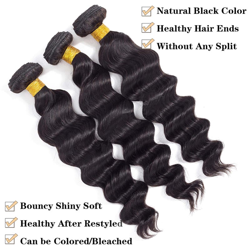 ROYAL IMPRESSION 12A Loose Wave Bundles Human Hair 20" 22" 24" 300g 100% Unprocessed Brazilian Virgin Hair Loose Deep Wave Human Hair Weave Bundles Natural Color - Image 2
